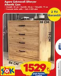 AGORA ÇEKMECELİ ŞİFONYER ATLANTİK ÇAM